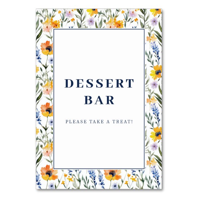 Floral Dessert Bar Sign Table Number (Front)