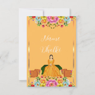 Floral dholki invitation