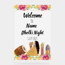 Floral Dholki night acrylic sign