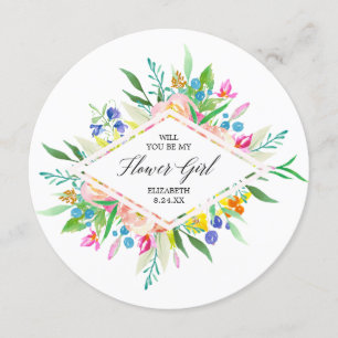Floral Diamond Bridesmaid Flower Girl Invitation