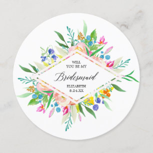 Floral Diamond Bridesmaid Invitation