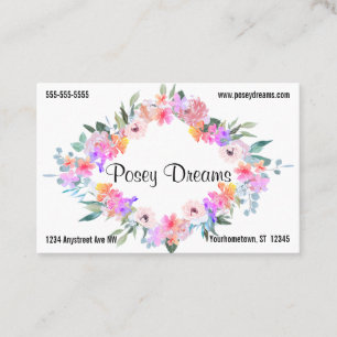 Floral Diamond Frame Flower Shop Florist Business Card