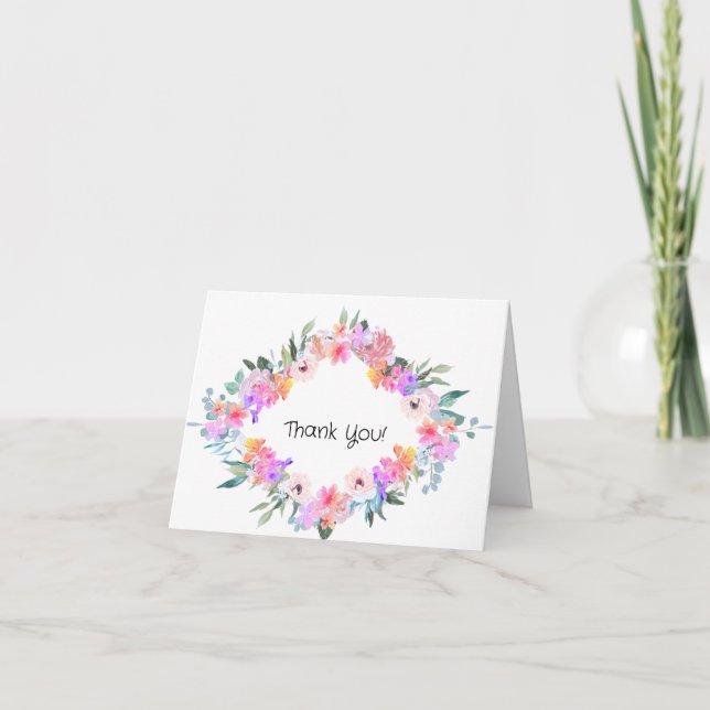 Floral Diamond Frame  Thank You Card (Front)