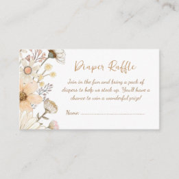Floral Diaper Raffle Baby Shower Enclosure Card