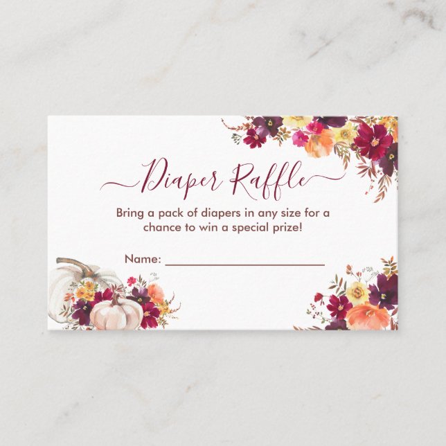 Floral Diaper Raffle Baby Shower Enclosure Card (Front)