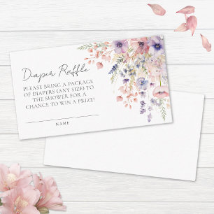 Floral Diaper Raffle Wildflower Baby Shower Enclosure Card