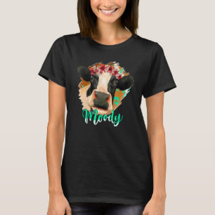 Floral Diary Cow Moody Heifer Cow Farmers T-Shirt