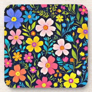 Floral Digital Painting Flowers Pattern-38875 Coaster