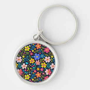Floral Digital Painting Flowers Pattern-38875 Key Ring