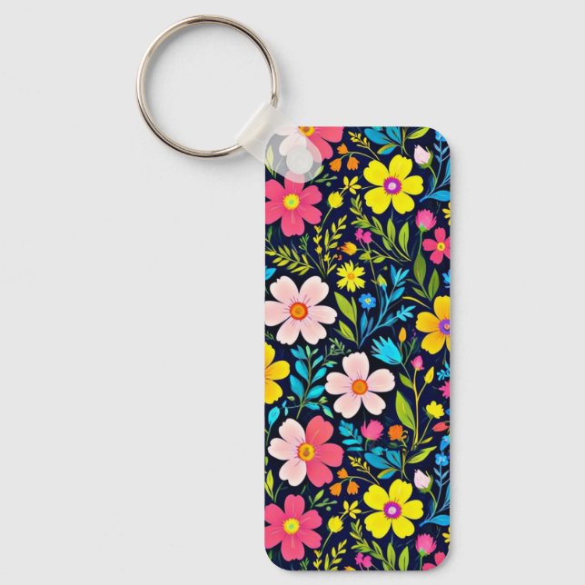 Floral Digital Painting Flowers Pattern-38875 Key Ring (Front)