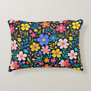 Floral Digital Painting Flowers Pattern Decorative Cushion