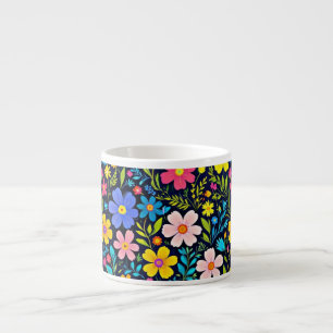 Floral Digital Painting Flowers Pattern Espresso Cup