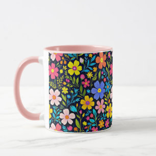 Floral Digital Painting Flowers Pattern Mug