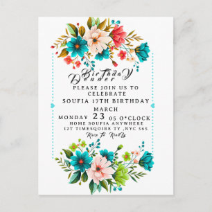 Floral Dinner Party Invitation Template, Editable Postcard