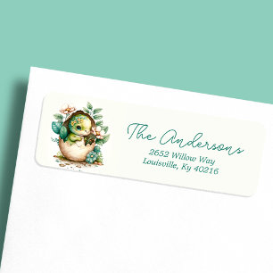 Floral Dinosaur Egg Watercolor Return Address