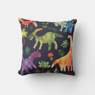 Floral Dinosaurs: Watercolor Fabric Design Cushion