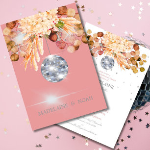 Floral Disco Ball Elegant Pink Wedding Rehearsal Invitation