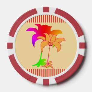 Floral Display Beige Poker Chips