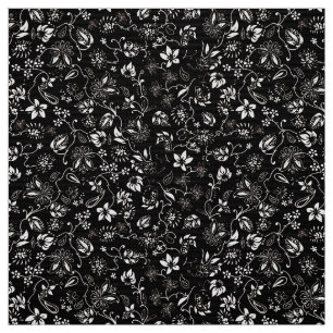 Floral ditsy elegant rustic black white pattern fabric