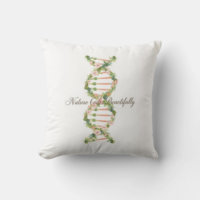 Floral DNA Helix Watercolor Art Cushion (Front)