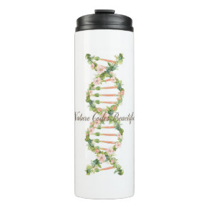 Floral DNA Helix Watercolor Art Thermal Tumbler