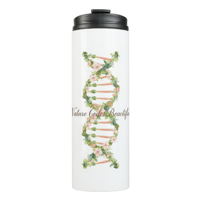 Floral DNA Helix Watercolor Art Thermal Tumbler (Front)