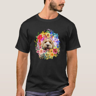 Floral Dog And Flower Spring And Farm Puppy Garden T-Shirt