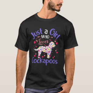 Floral Dog Girls Women Just A Girl Who Loves Cocka T-Shirt