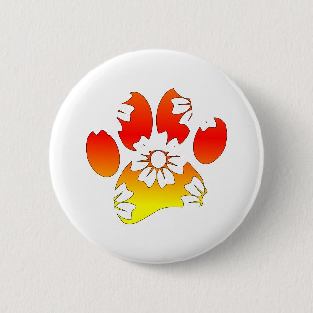 Floral Dog Paw Print 6 Cm Round Badge (Front)
