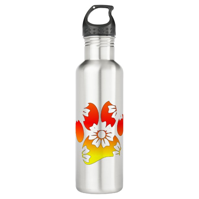 Floral Dog Paw Print 710 Ml Water Bottle (Front)