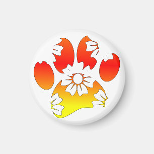 Floral Dog Paw Print Magnet