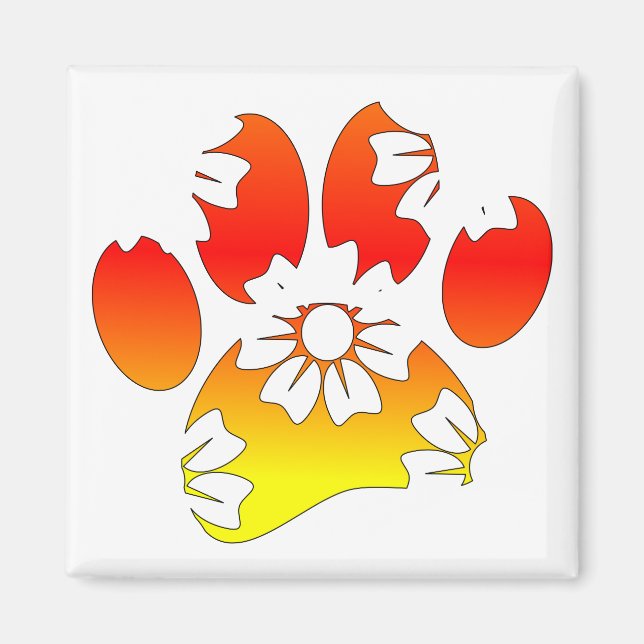 Floral Dog Paw Print Magnet (Front)