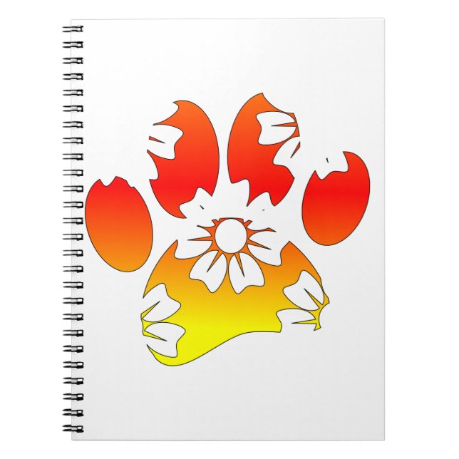 Floral Dog Paw Print Notebook (Front)