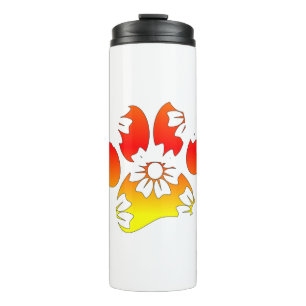 Floral Dog Paw Print Thermal Tumbler