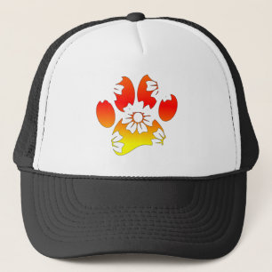 Floral Dog Paw Print Trucker Hat