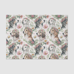Floral Dog Portrait Art - Beautiful Design Pattern Tissue Paper