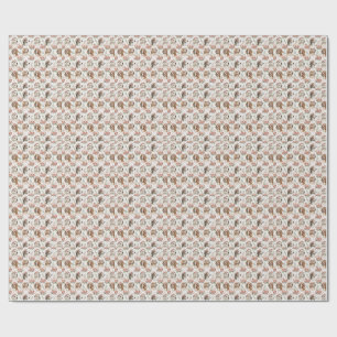 Floral Dog Portrait Art - Beautiful Design Pattern Wrapping Paper