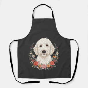 Floral Dog Portrait Botanical Wreath Apron