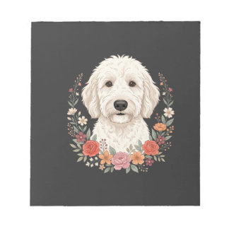Floral Dog Portrait Botanical Wreath Notepad
