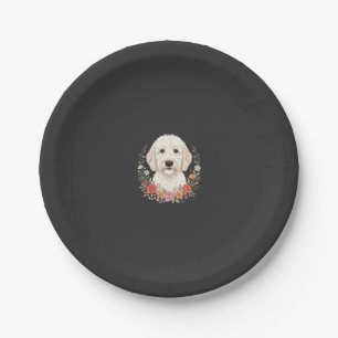 Floral Dog Portrait Botanical Wreath Paper Plate