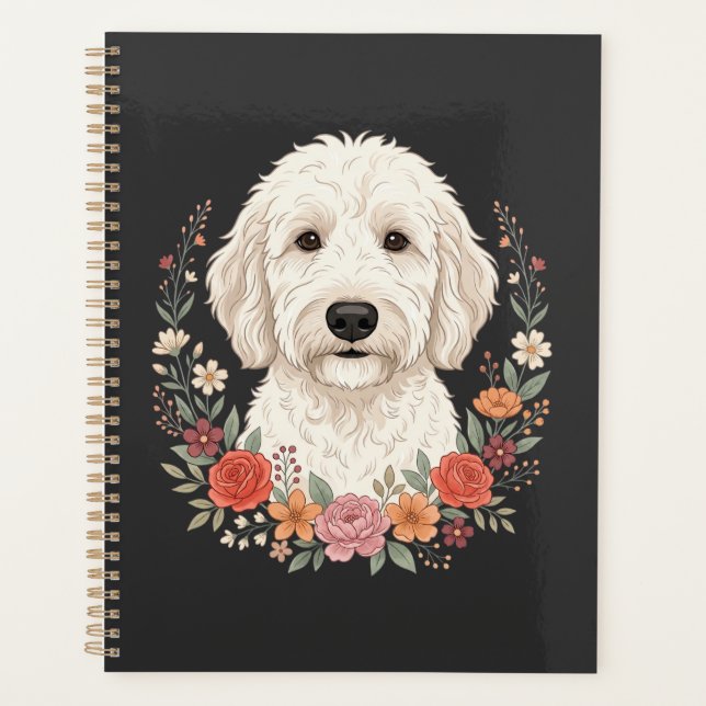 Floral Dog Portrait Botanical Wreath Planner (Front)