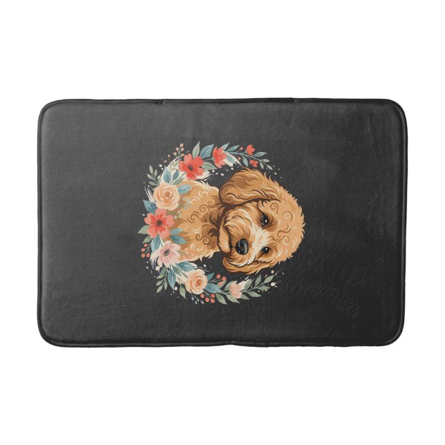 Floral Dog Round Sublimation Bath Mat (Front)