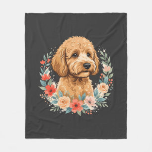 Floral Dog Round Sublimation Fleece Blanket