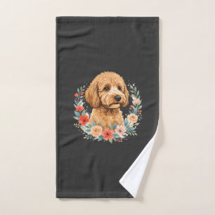 Floral Dog Round Sublimation Hand Towel