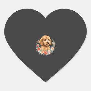 Floral Dog Round Sublimation Heart Sticker