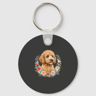 Floral Dog Round Sublimation Key Ring