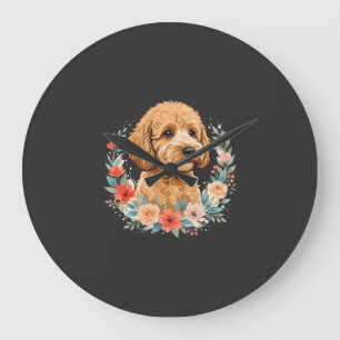 Floral Dog Round Sublimation Large Clock