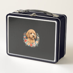 Floral Dog Round Sublimation Metal Lunch Box