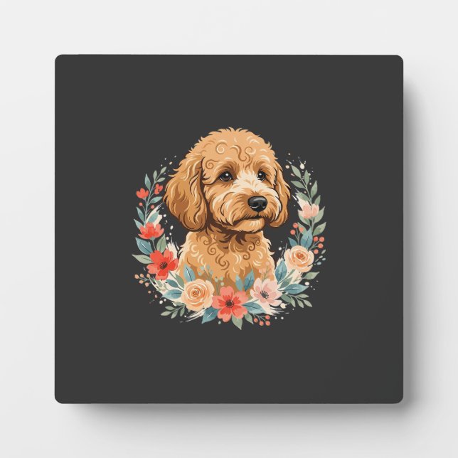 Floral Dog Round Sublimation Plaque (Front)