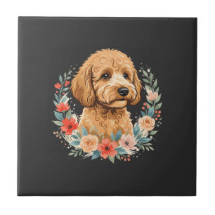Floral Dog Round Sublimation Tile